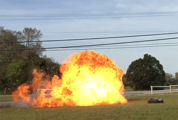 controlled flame explosion